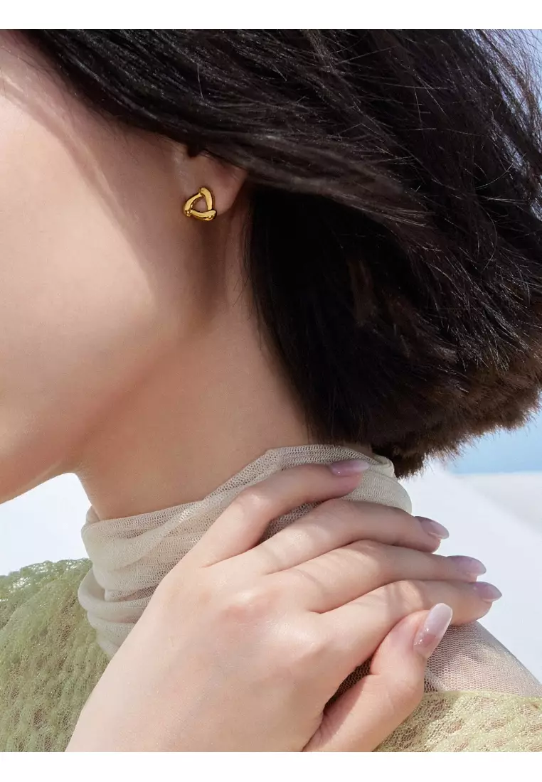 999 24K Solid Gold Dainty Stud Earrings for Women 94093E