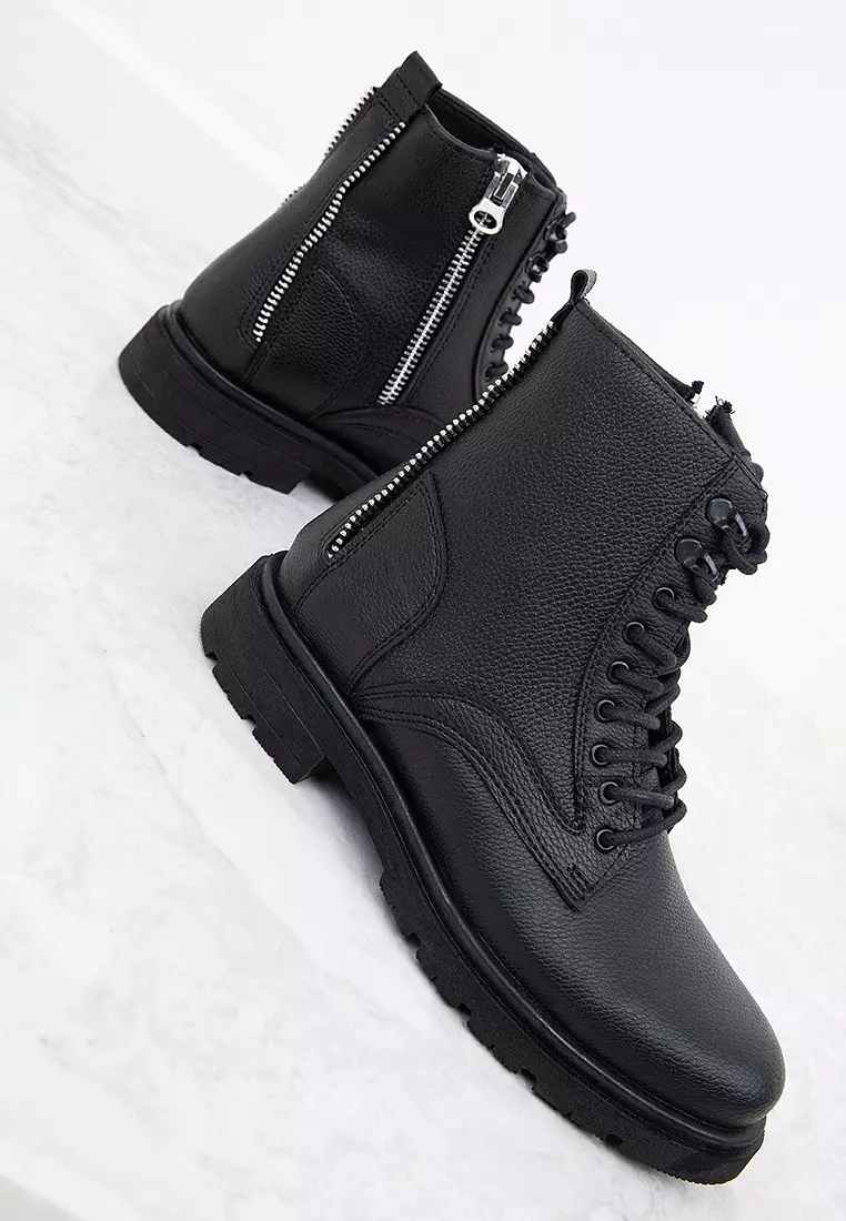 Round Toe Combat Boots