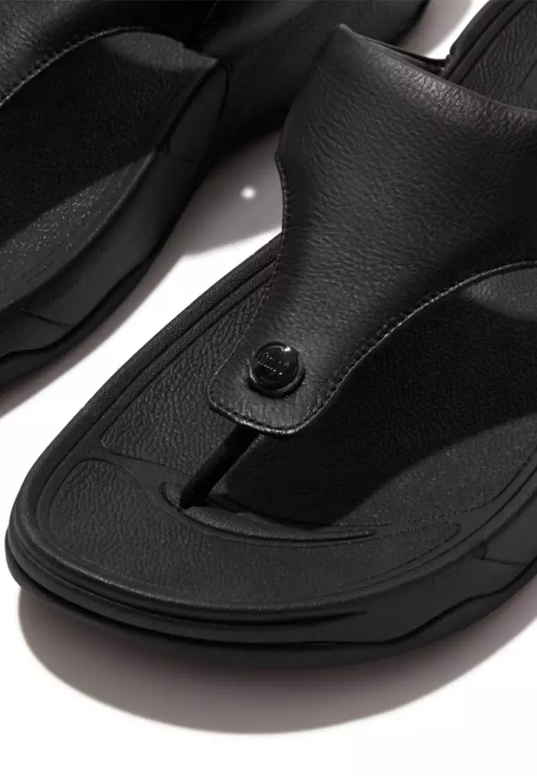FitFlop TRAKK II Men's Leather Toe-Post Sandals - All Black (279-090)