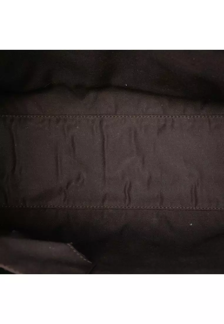 Pre-Loved Gucci Calfskin And Gg Canvas Nailhead Tote