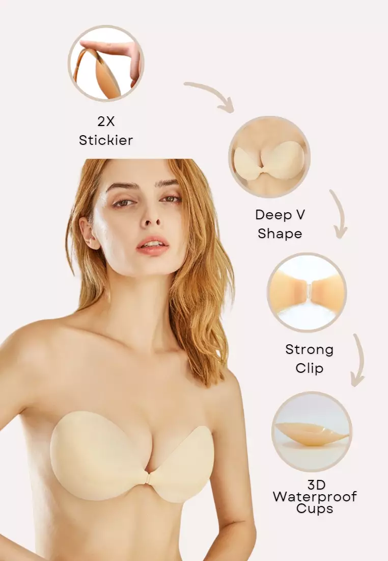 Premium Thin Silicone Bra Nubra Seamless Invisible Reusable Adhesive Stick on Wedding Bra 隐形聚拢胸胸貼
