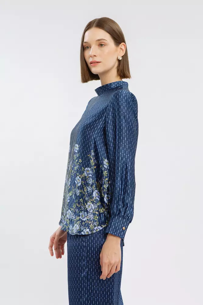 Minimal Nesrine Blouse Navy Warna NAVY