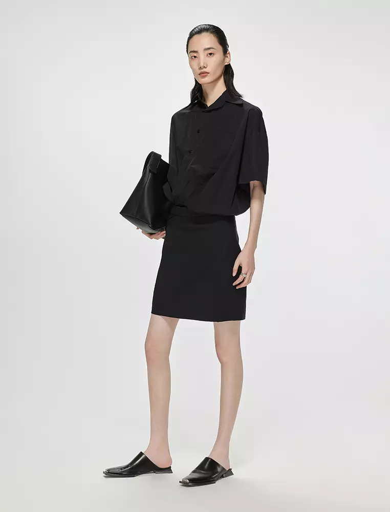 Poplin X-Line Oversized Elegant Short Sleeve Dress