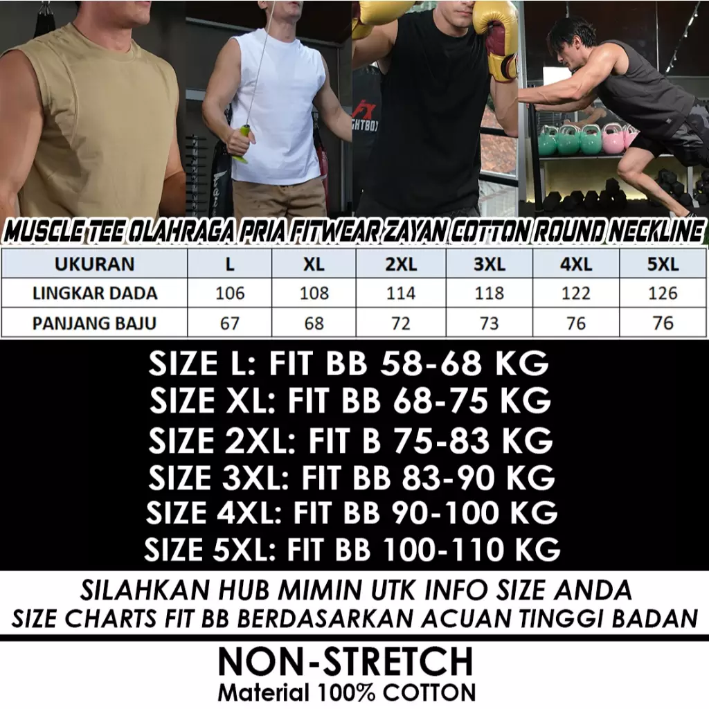 Fitwear Muscle Tee Olahraga Pria Fitwear ZAYAN COTTON ROUND NECKLINE - DARK GREY