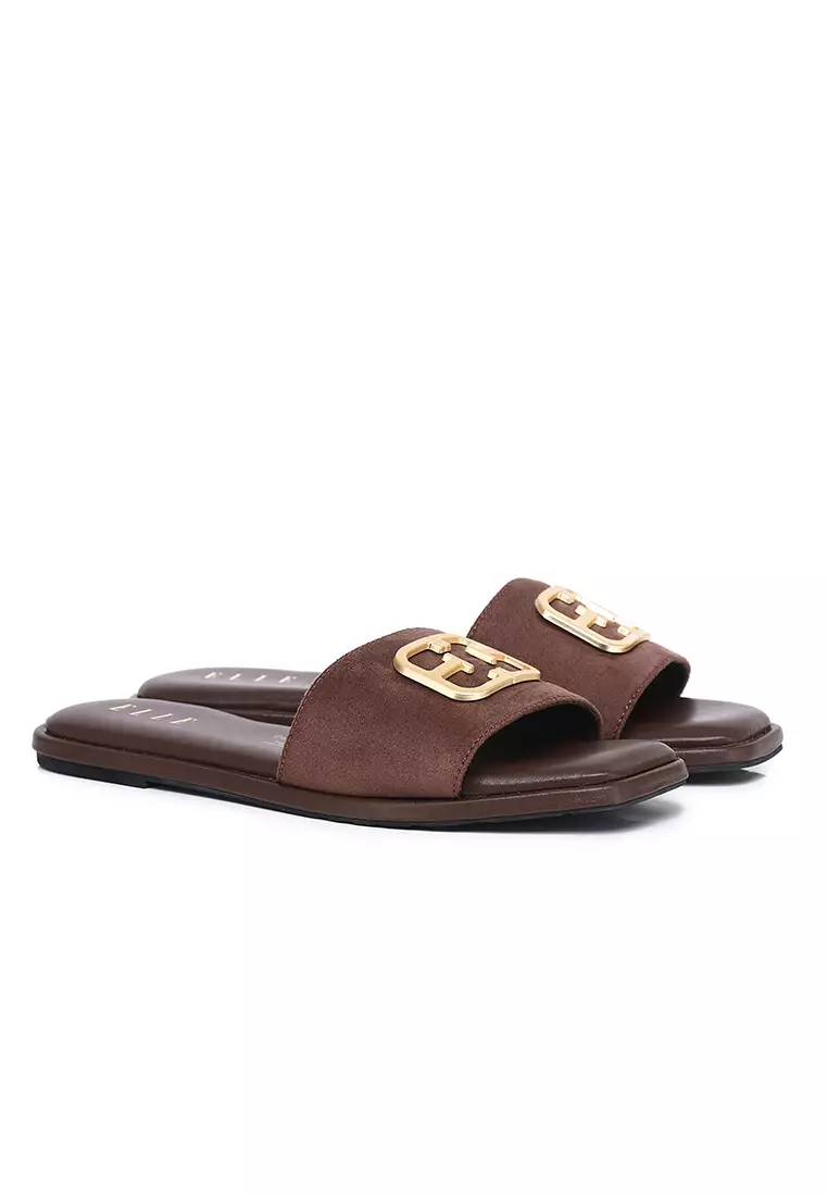 Lea Faux Suede Comfy Fit Footbed Microfiber Leather Sandals