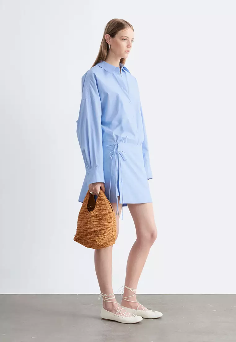Tie-Detail Mini Shirt Dress