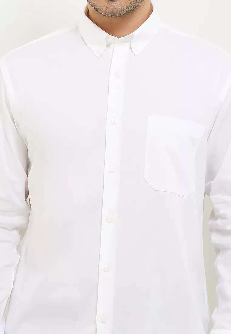 Kemeja Lengan Panjang Ethan White Soft Ivory - White Smart Casual