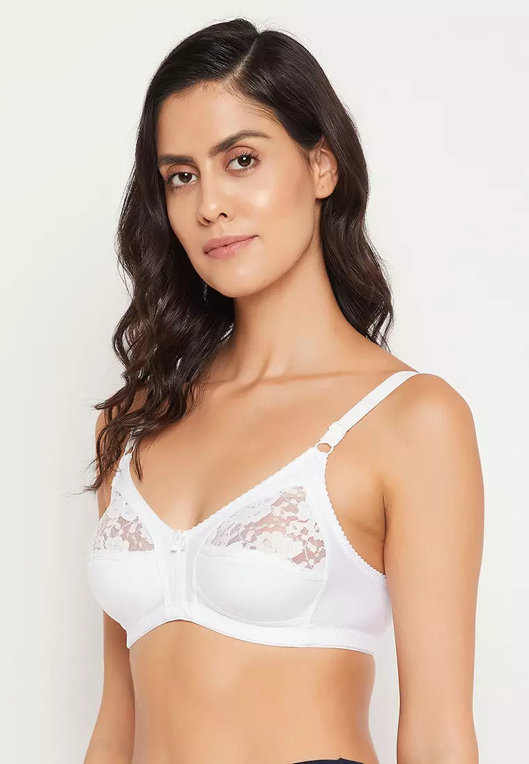 Non-Padded Non-Wired Full Cup Bra in White - Cotton