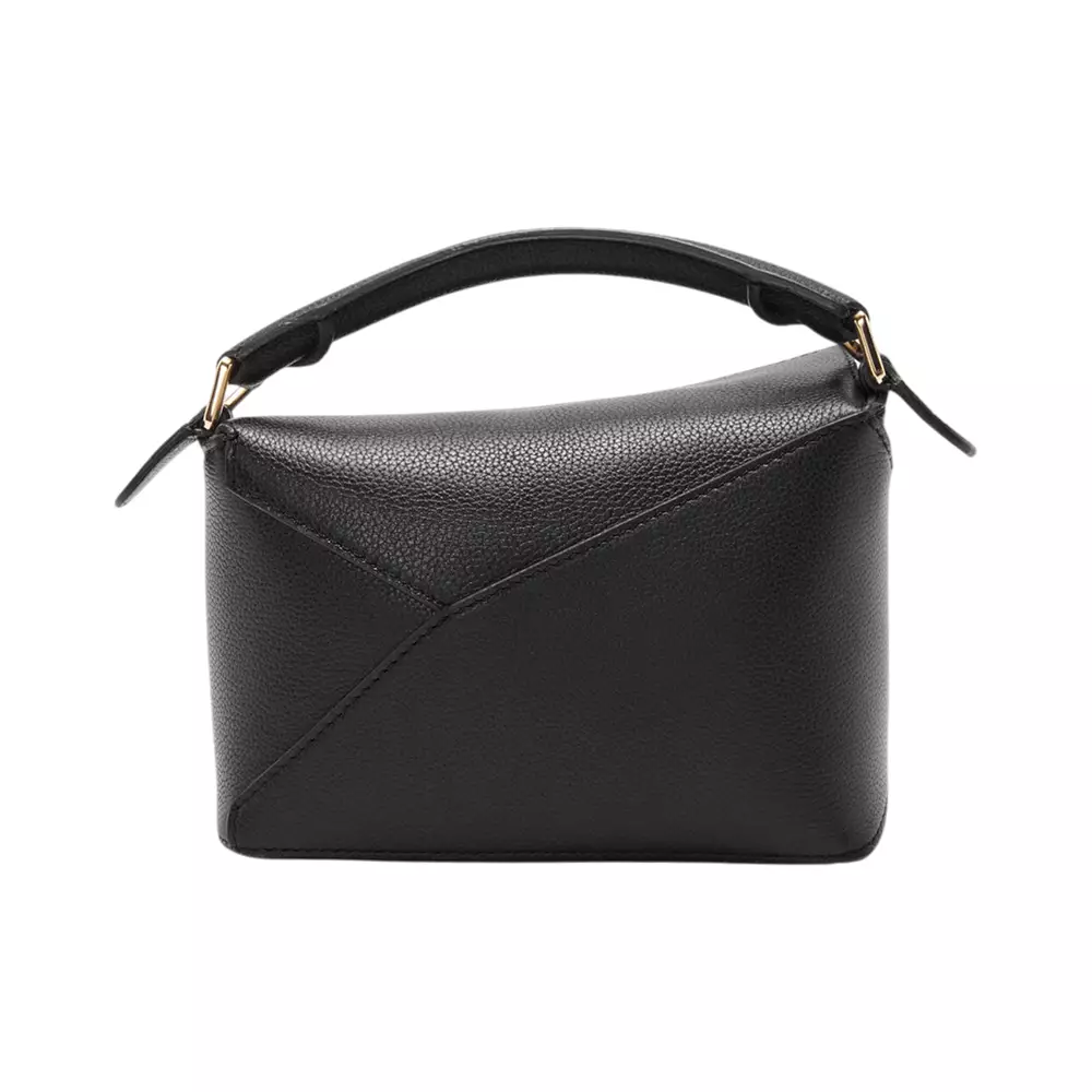 Mini Puzzle Edge Bag In Soft Grained Calfskin Black Ghw