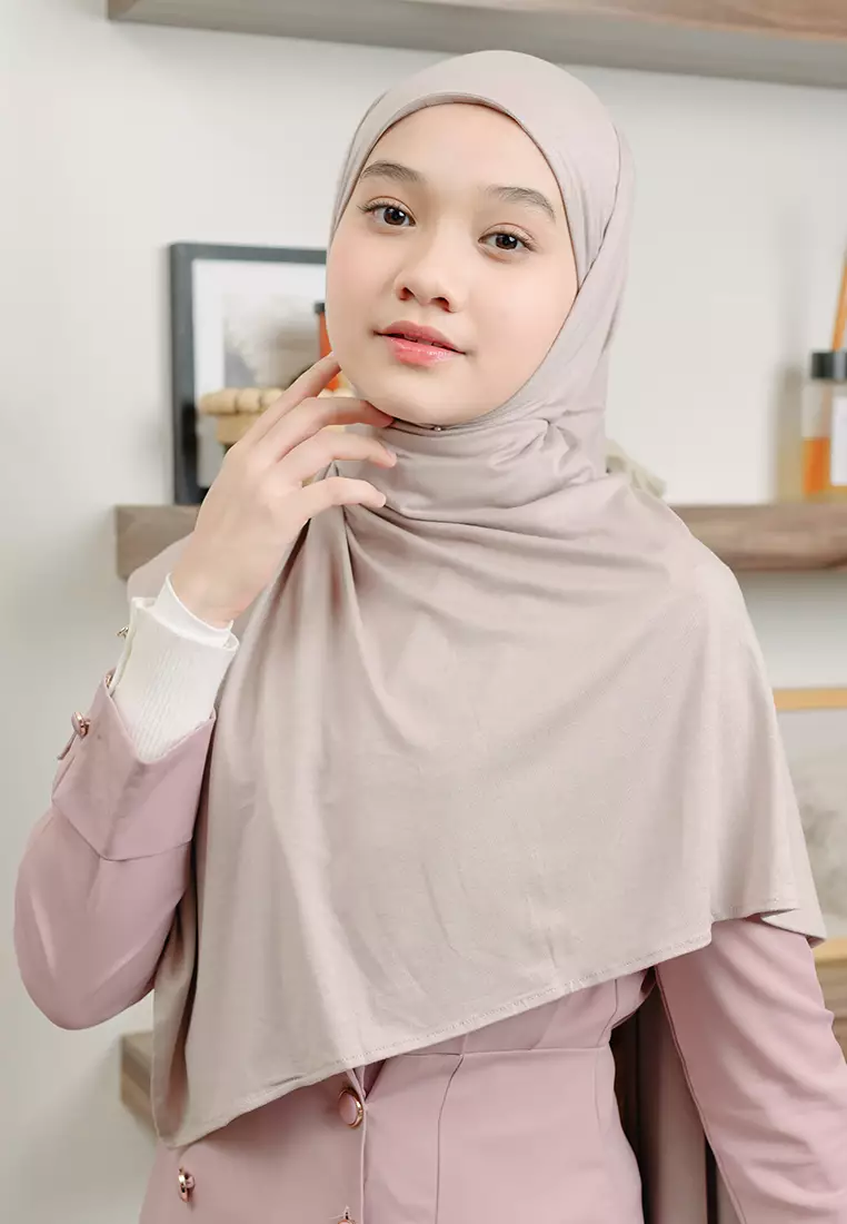 Rayna Instan Shawl (Pashmina Instan Rayon) Nude Cream