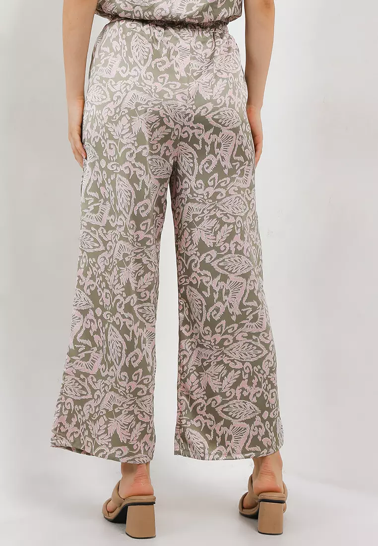 Ethnic Print Satin Pants