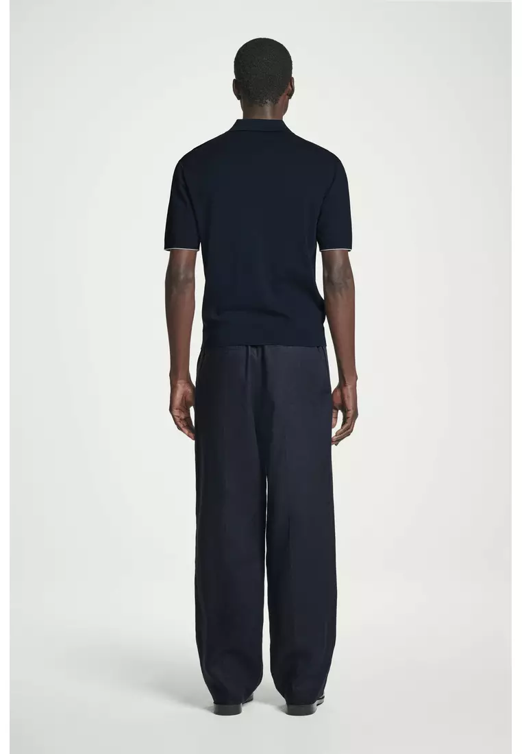 CONTRAST-TIPPED KNITTED POLO SHIRT
