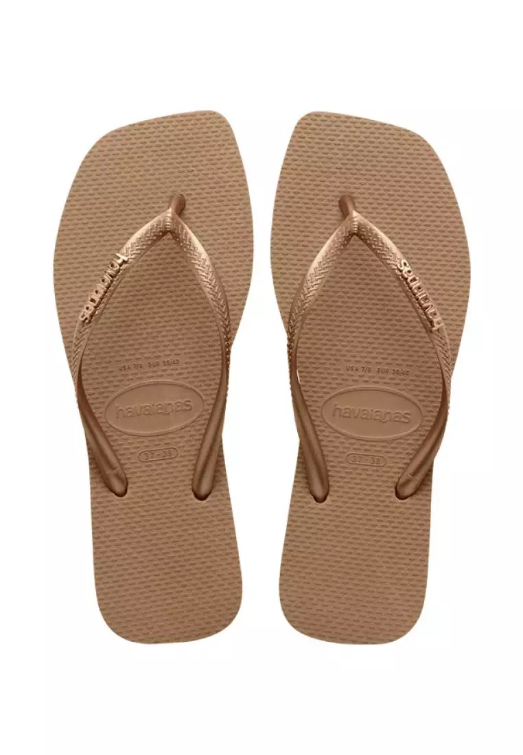 Discount on Havaianas  shoes - SKU: Slim Square Logo Metallic Flip Flops