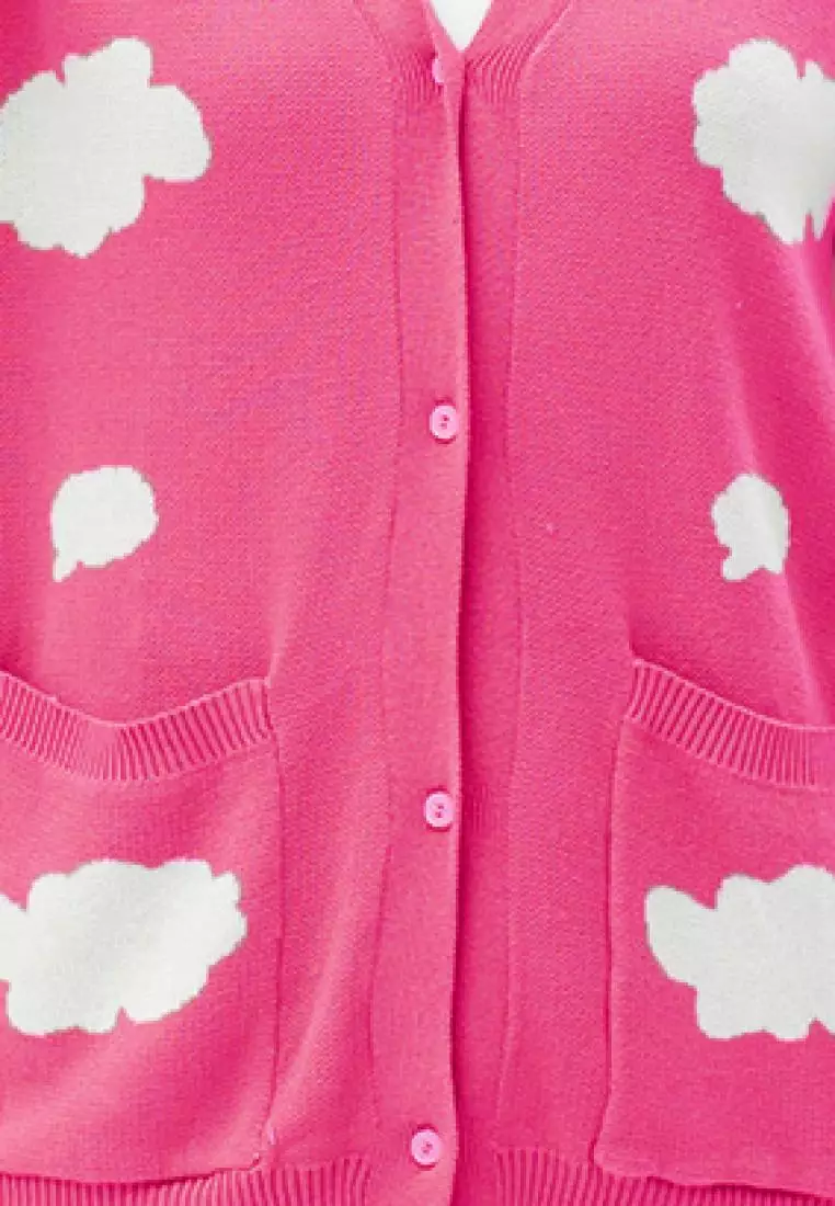 Cloud Knit Cardigan in Fuschia