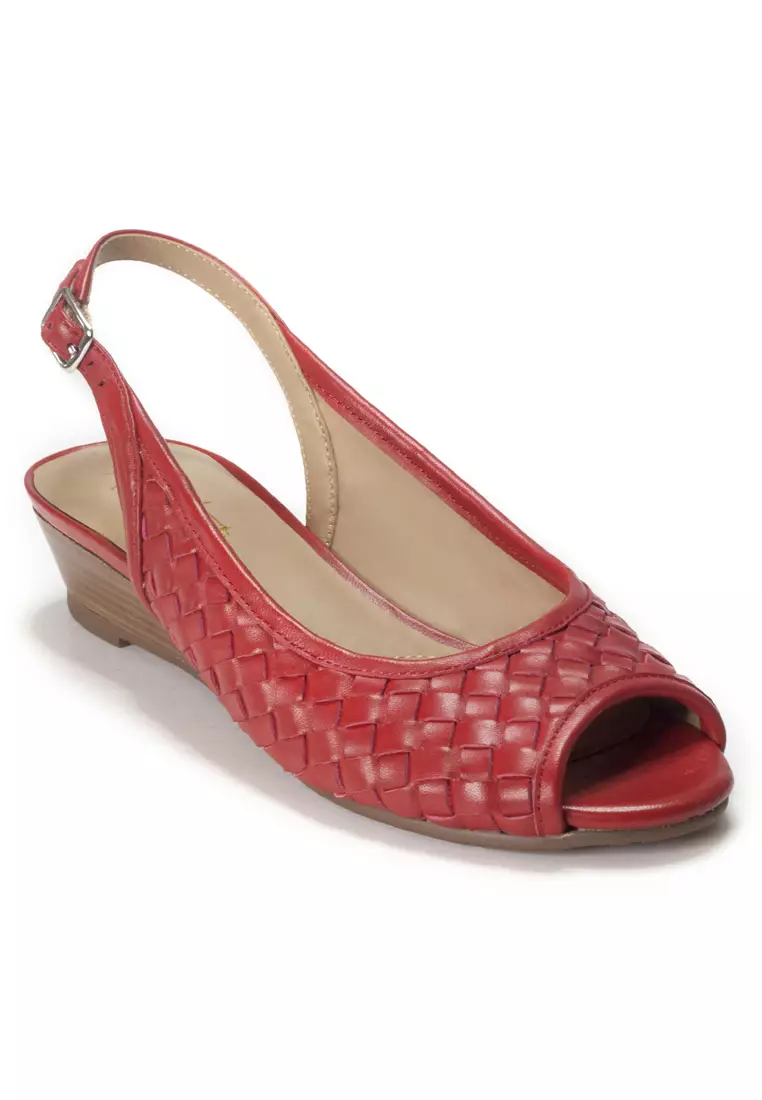 Red leather wedges online