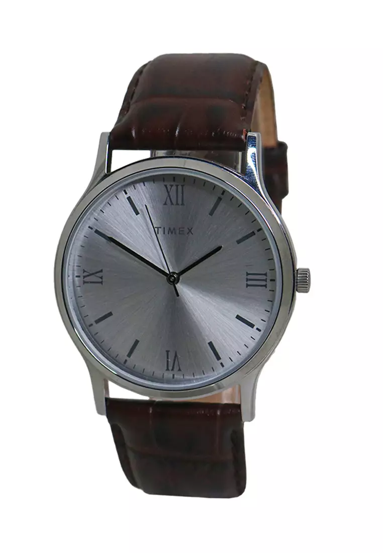 Analog Brown Leather Analog Quartz Watch For Men Tw00ntd14e Classics