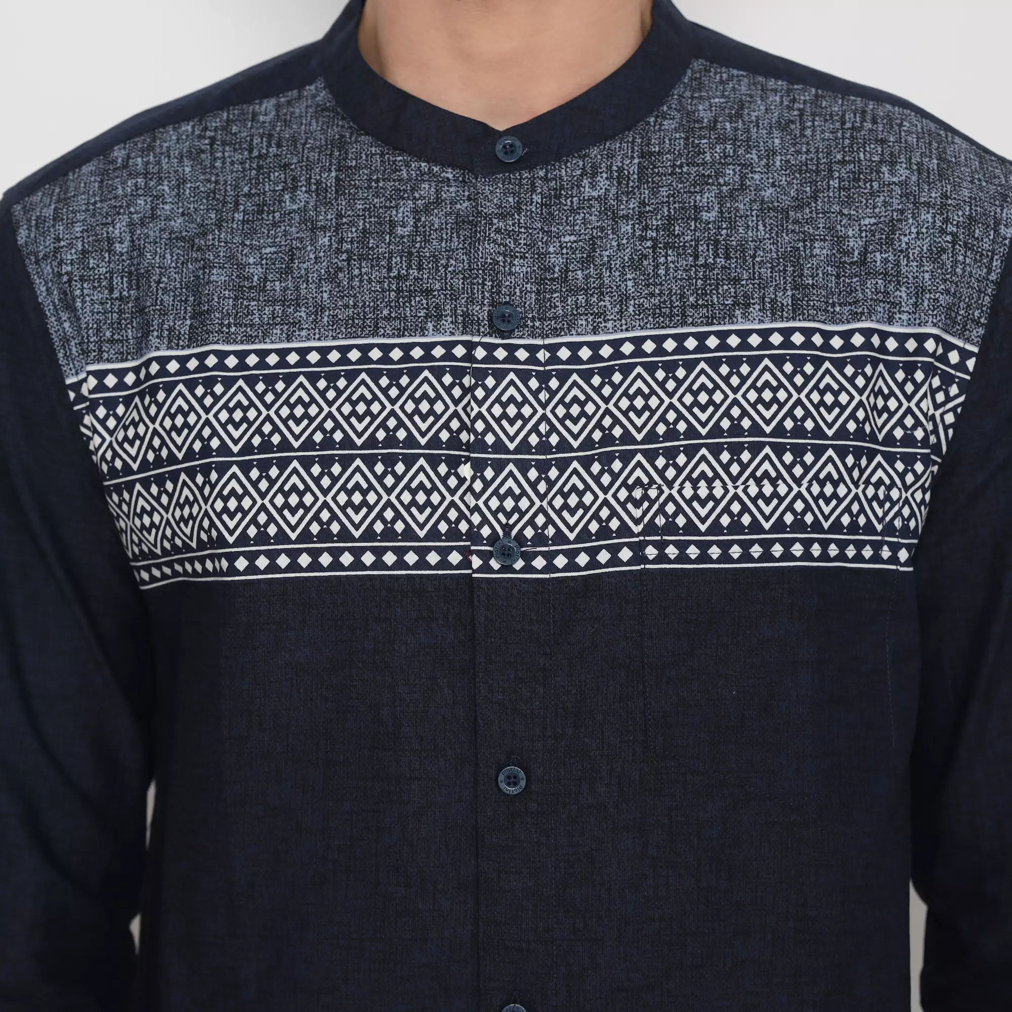 Platini Kemeja Pria Koko Shanghai Lengan Panjang Katun Navy 961286