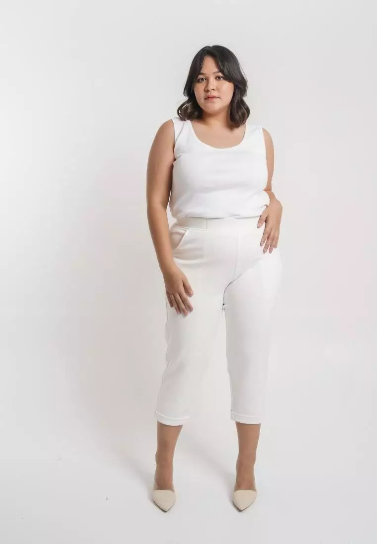 Plus Size Pants Jammie White