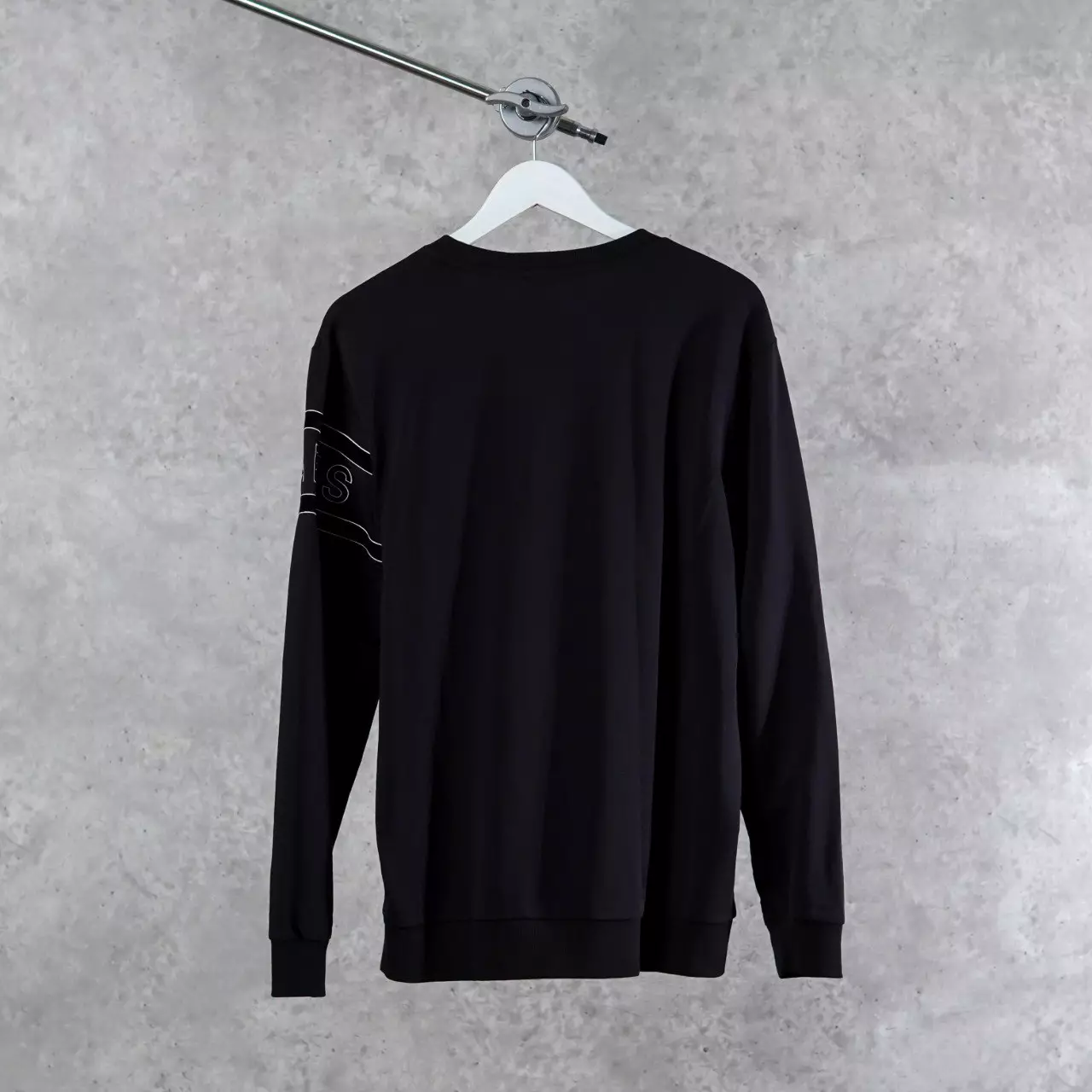 Sweater BALMAIN DUO TEXT LOGO CENTER LINE SUEDE BLACK SWEATSHIRT 100% ORIGINAL