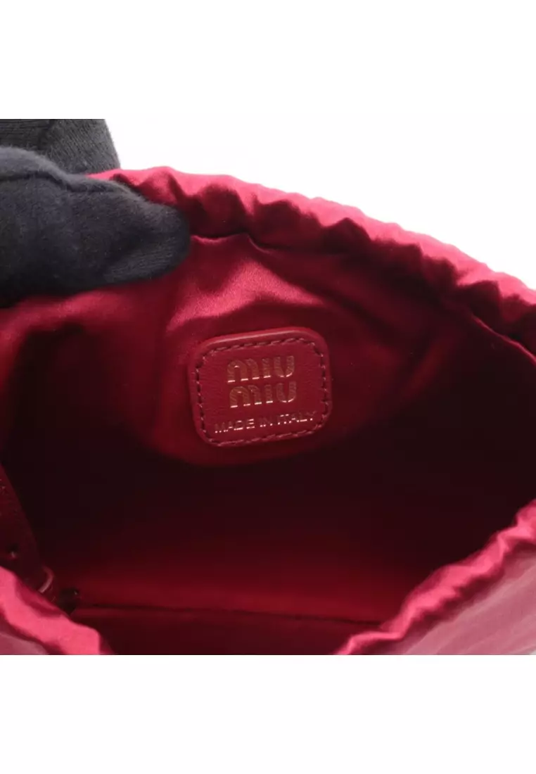 Pre-Loved MIU MIU DUCHESSE Duchess Pouch silk leather Red purse