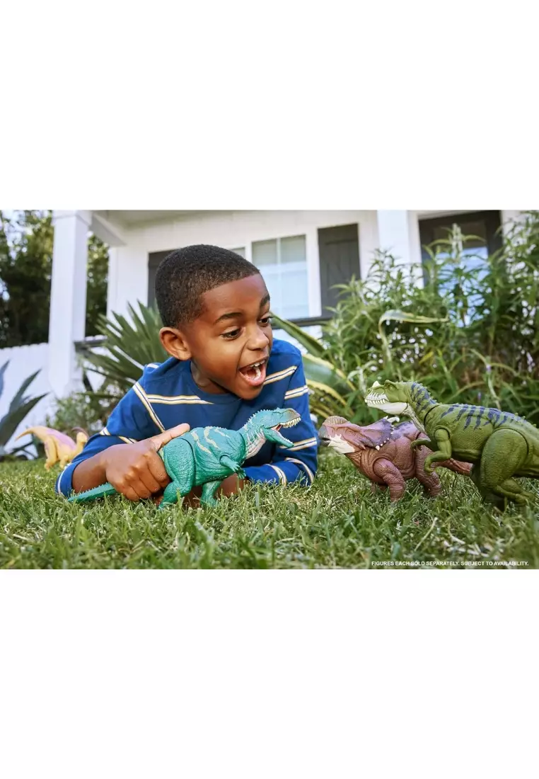 Jurassic World Wild Roar Pachyrhinosaurus Dinosaur Action Figure Toy, Head Strike Attack & Sound