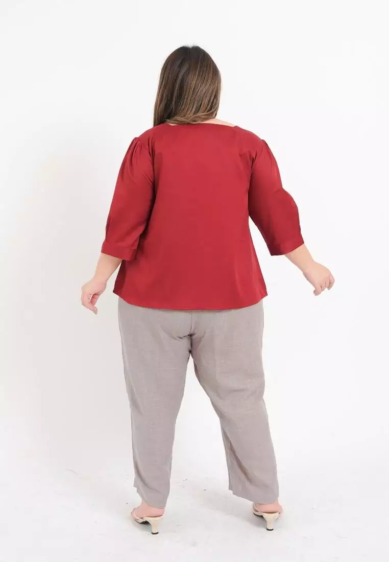 Plus Size Blouse Aubree Maroon