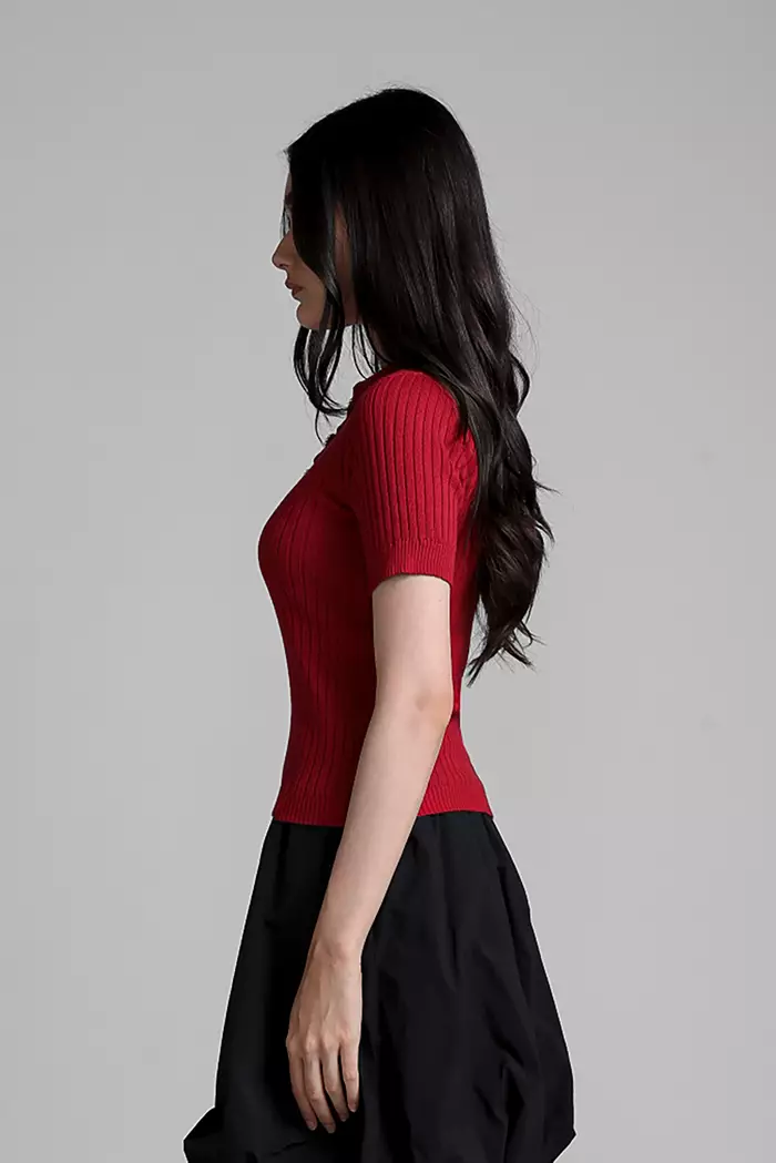 COTTONINK Studio - Atasan Knit Rajut Wanita Red Adrienna #HolidayCollection