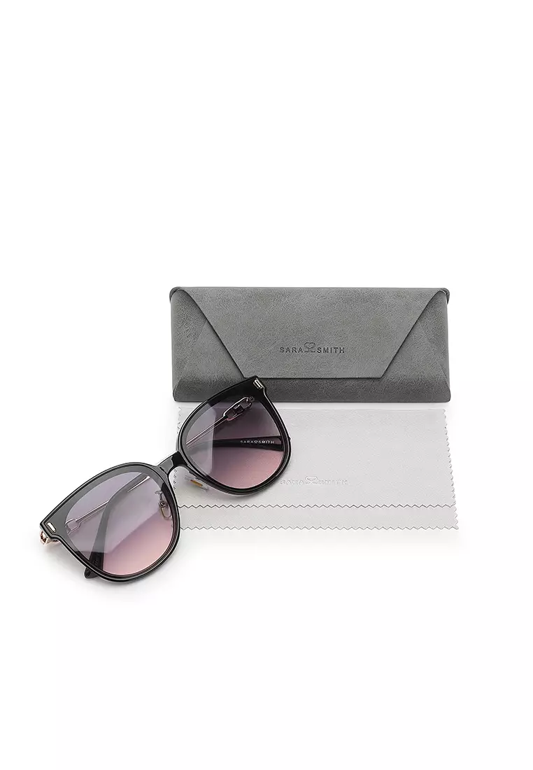 Unisex Fashion Sunglasses - Glossy Black / Grey Light Pink
