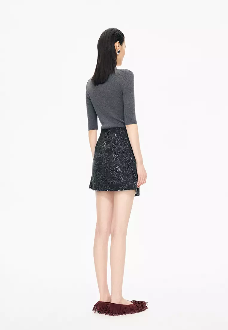 Cotton Pattern Element A-line Short Skirt