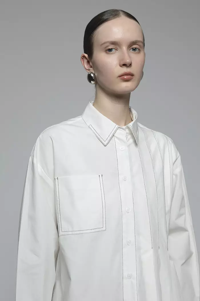 COTTONINK Studio - Atasan Kemeja Wanita Off-white Pietra #StudioEssentials