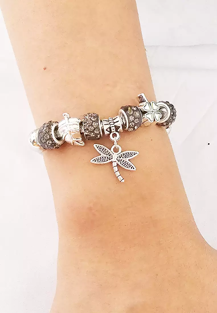 Accessories Wanita Dragon ly Pomora Charm Bracelet Gelang Wanita Black & Silver