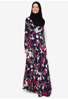 Maya Abaya pink and blue Laana Flower Dress MA338AA84HATMY_1