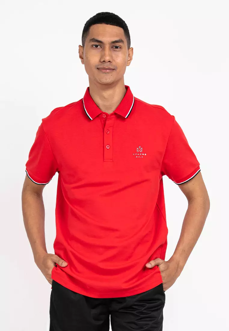 Forest Premium Weight Cotton Polo Tee 220gsm Interlock Knitted Polo T Shirt | 23761-51Red