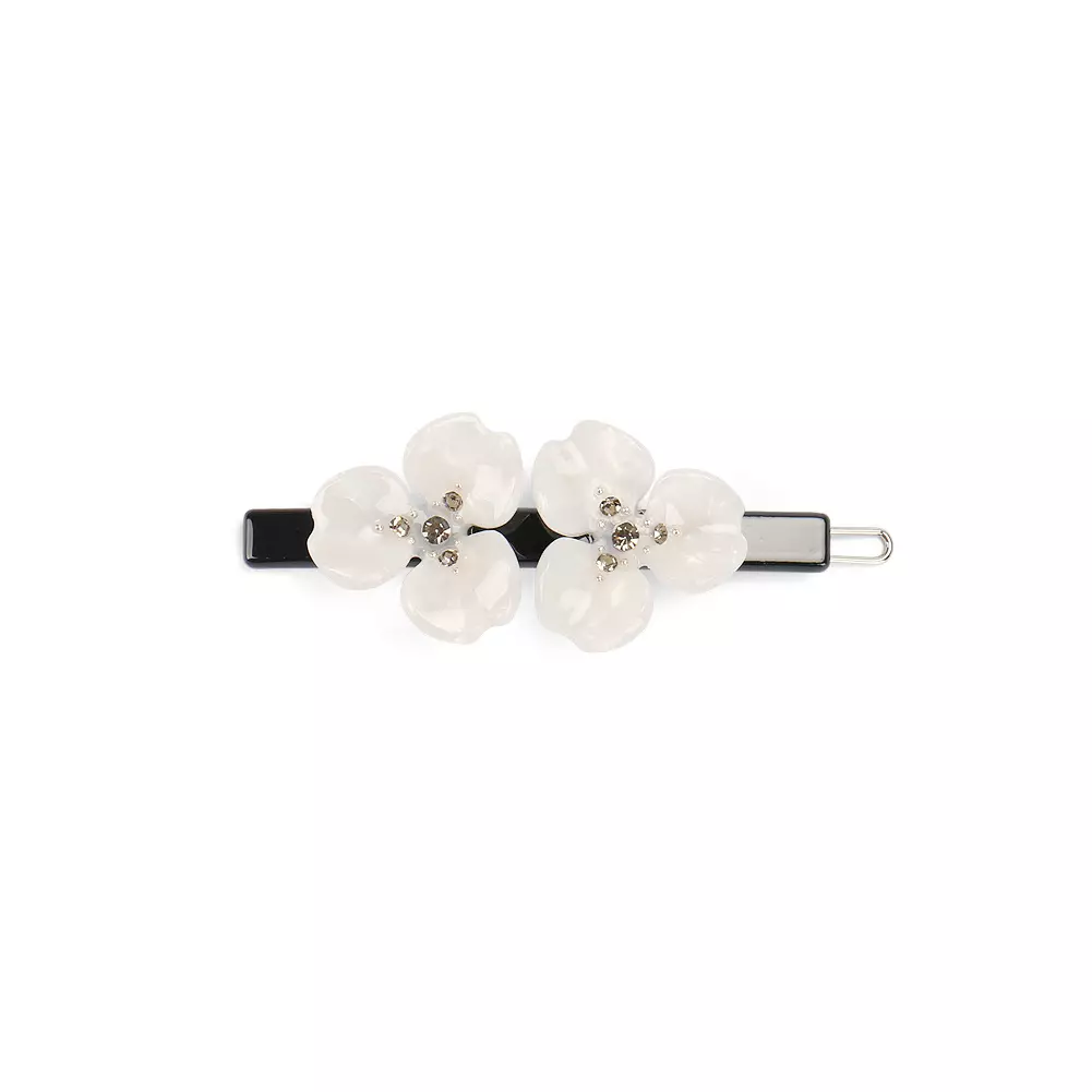 Glamorousky White Flower Cubic Zirconia Hair Clip Jepit Rambut