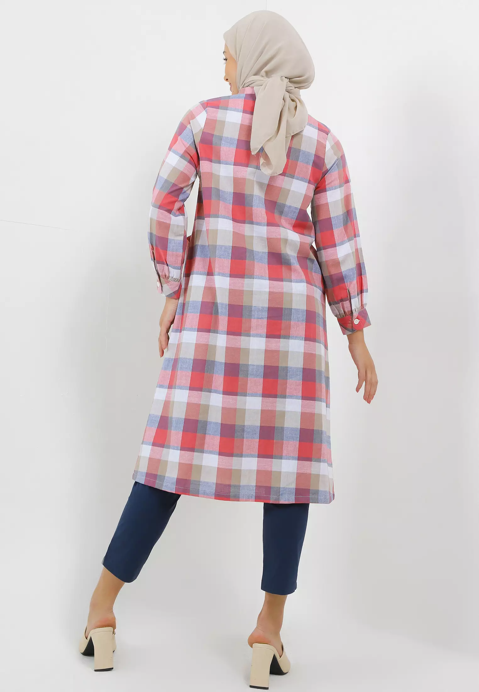 MFMW Demaya Midi Dress Merah Motif Kotak