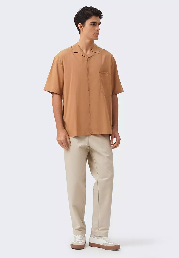 Men's Notch Collar Shirt with Triangle Pocket