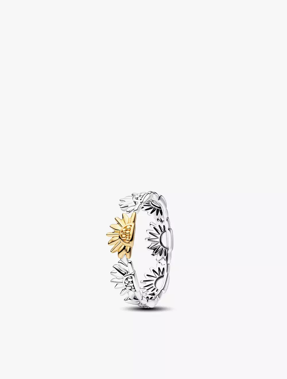 Sunflower Sterling Silver and 14K Gold-Plated Ring - 52
