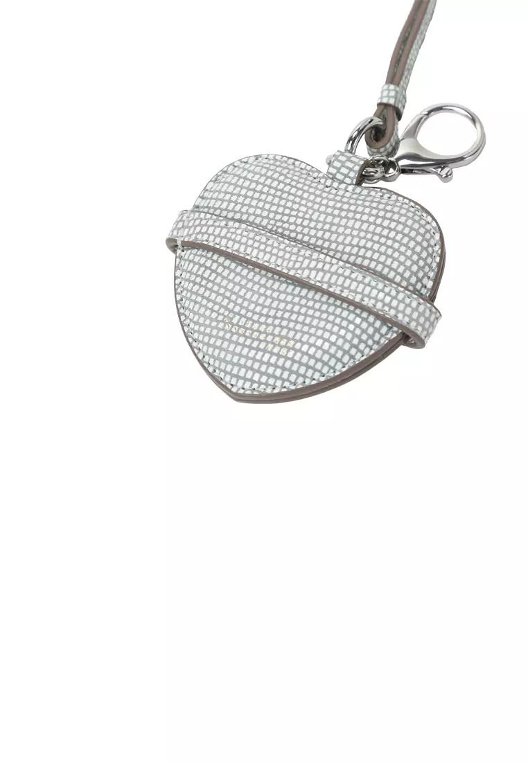 迷你心型鏡子吊飾 - 銀色