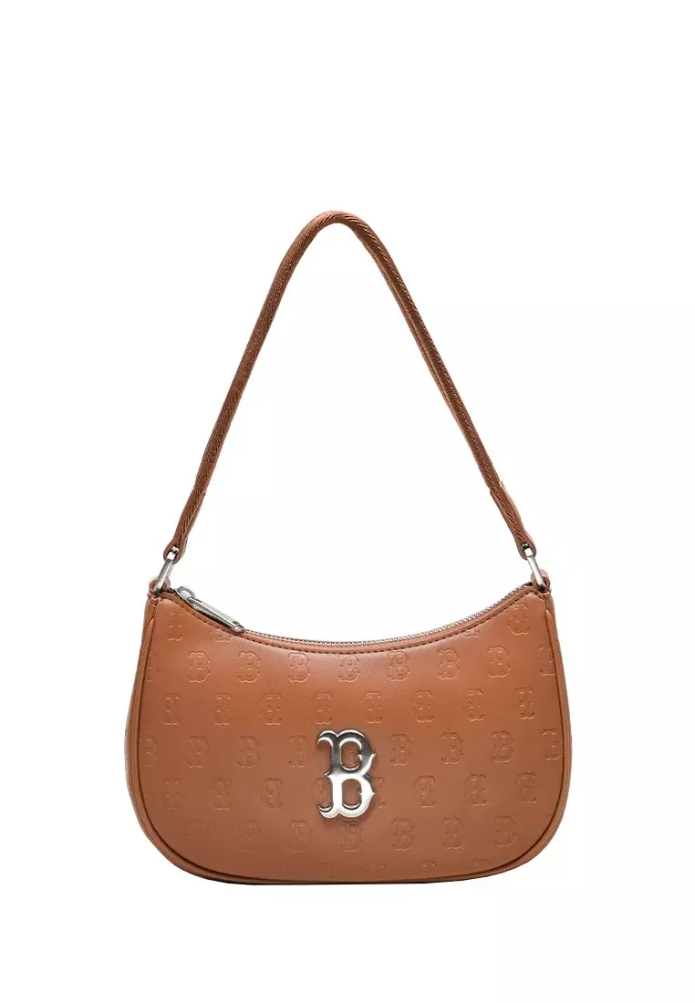 Jual MLB HOBO BAG LEATHER EMBOSS MONOGRAM BROWN Original 2025
