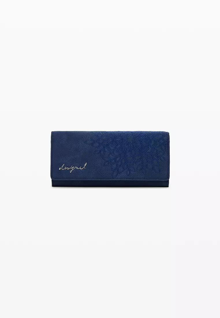 Medium embroidered faux leather wallet