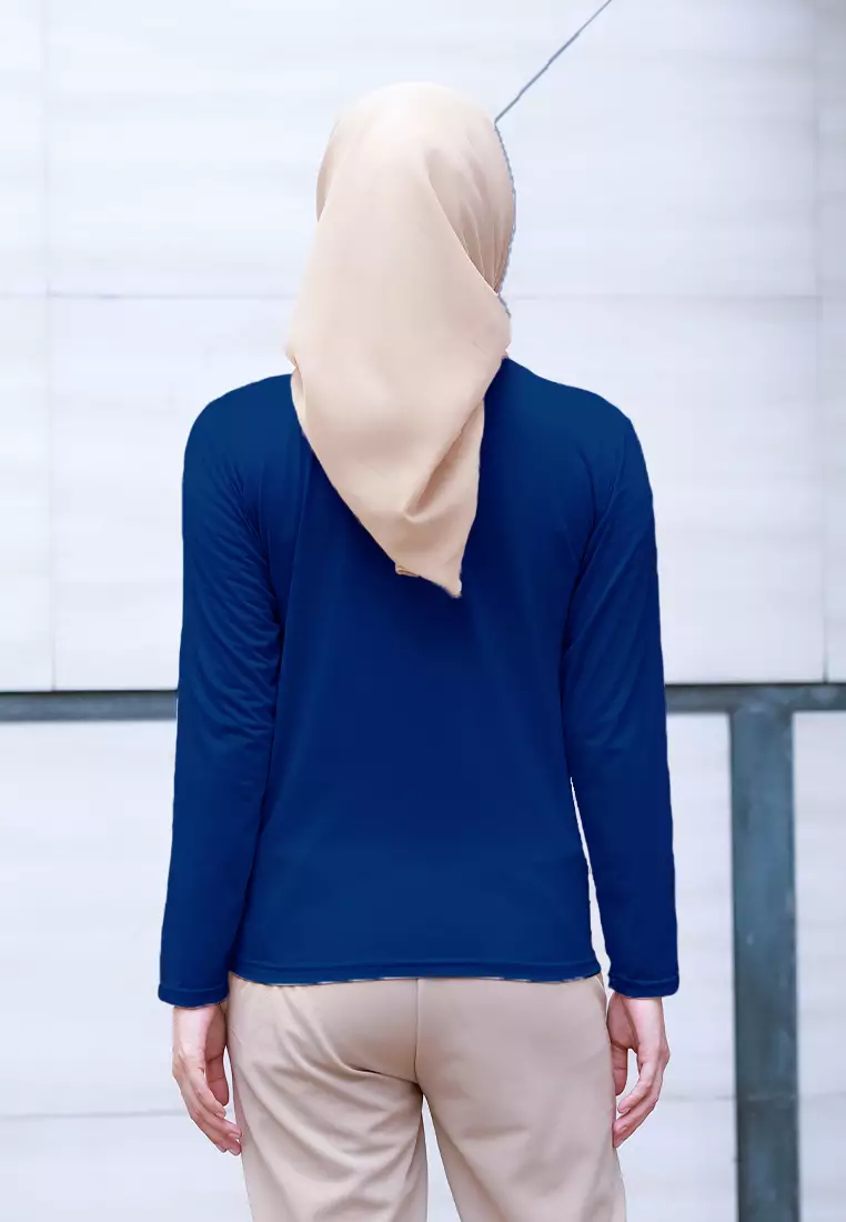 Cotton Bee - Manset Lengan Panjang Aneisha Inner Rayon - Galaxy Blue - L 