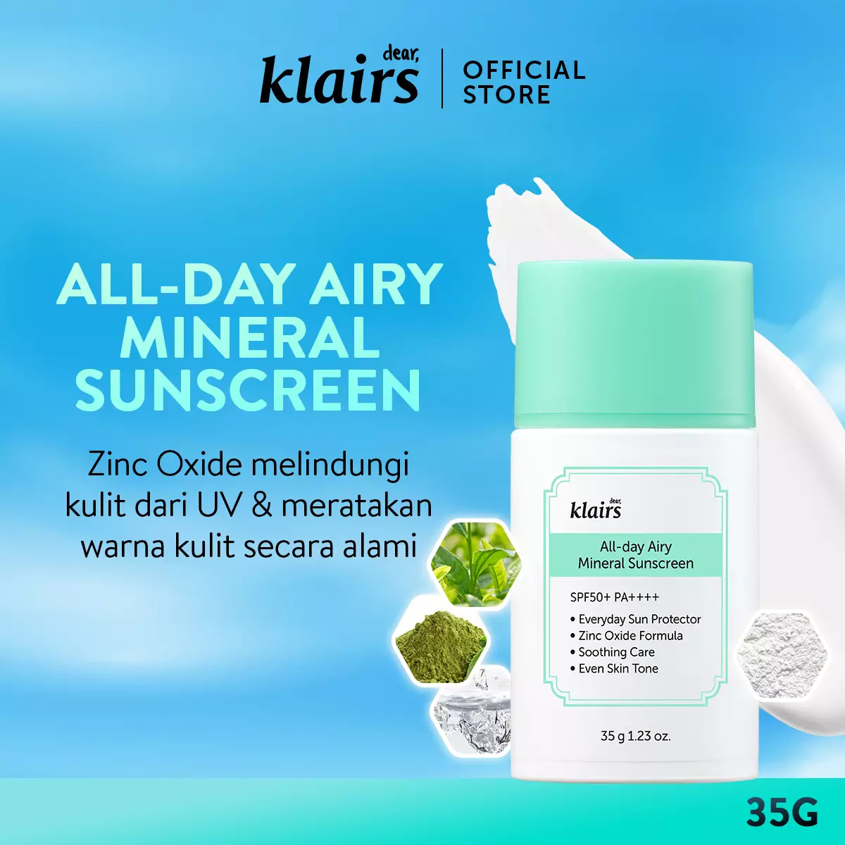 [Official Distributor] Dear Klairs All-Day Airy Mineral Sunscreen SPF50+ PA++++ 35gr