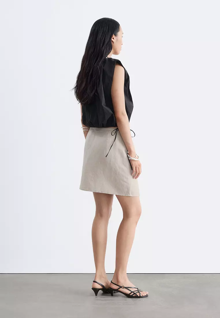 Linen-Blend Mini Skirt