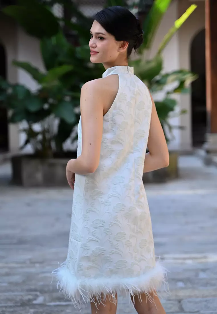 毛绒旗袍连衣裙