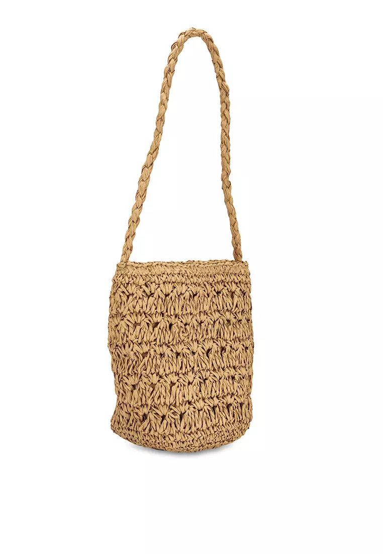 Raffia bucket deals bag