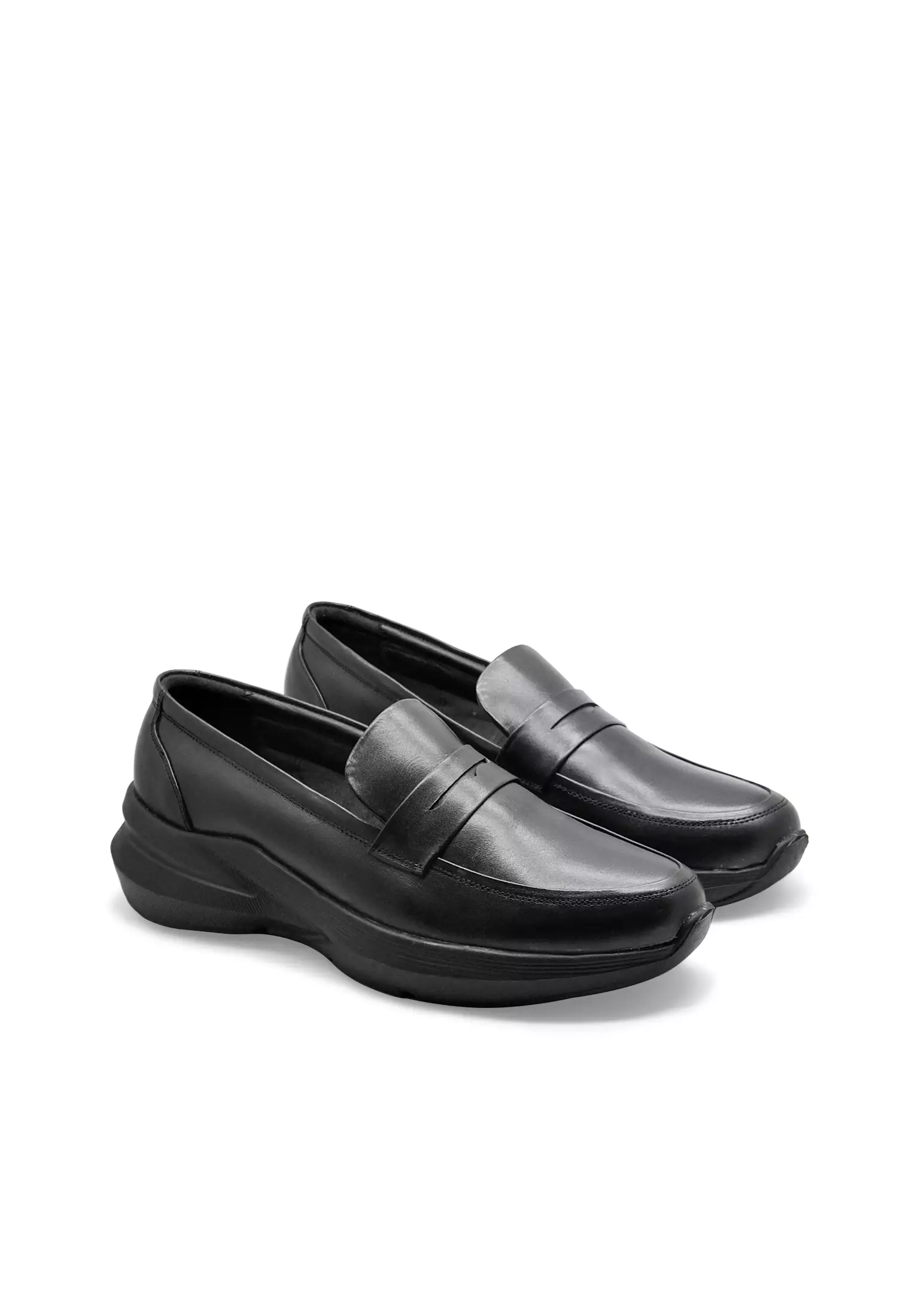 Duncan Sepatu Penny Loafer Sneakers Casual Pria  Kulit Asli  Sol Ringan  Black