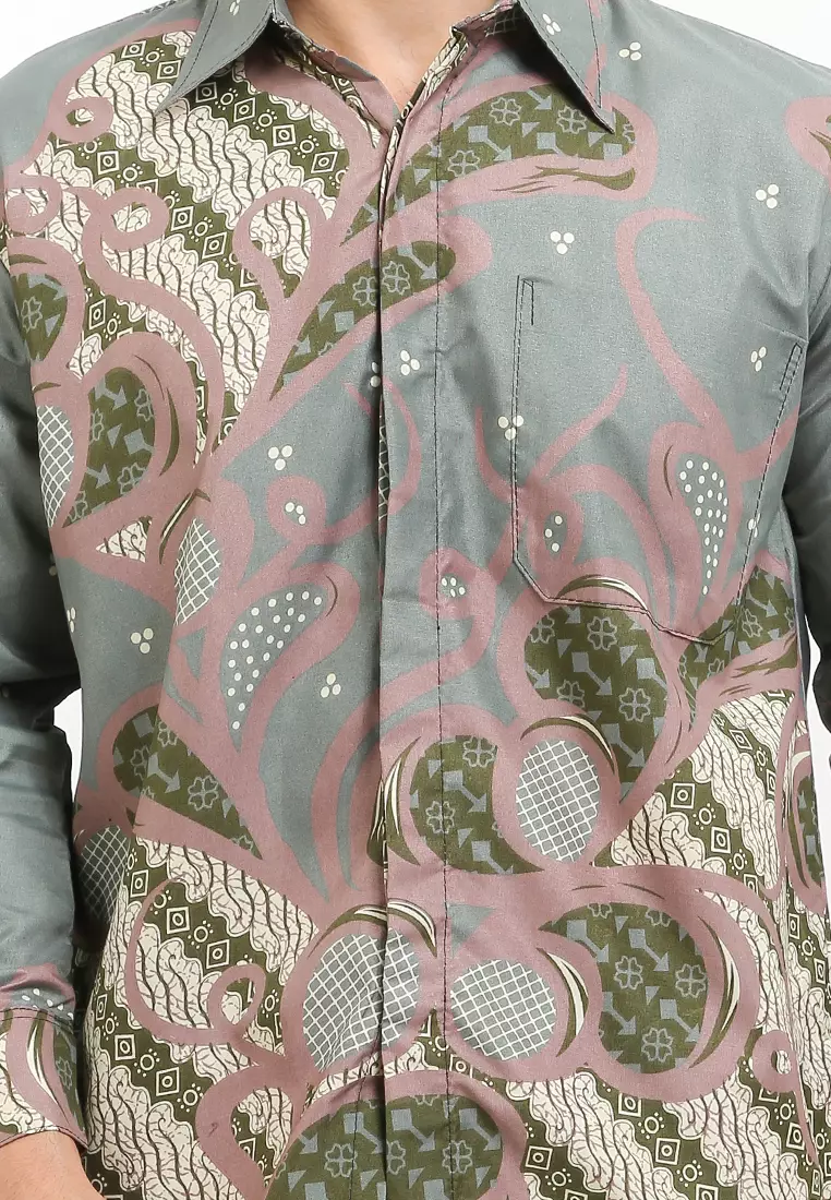 Mulyo Kemeja Batik Exclusive Premium Pria Casual Modern Lengan Panjang