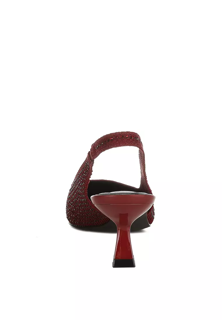 Flyknit Rhinestone Slingback Sandals in Burgundy