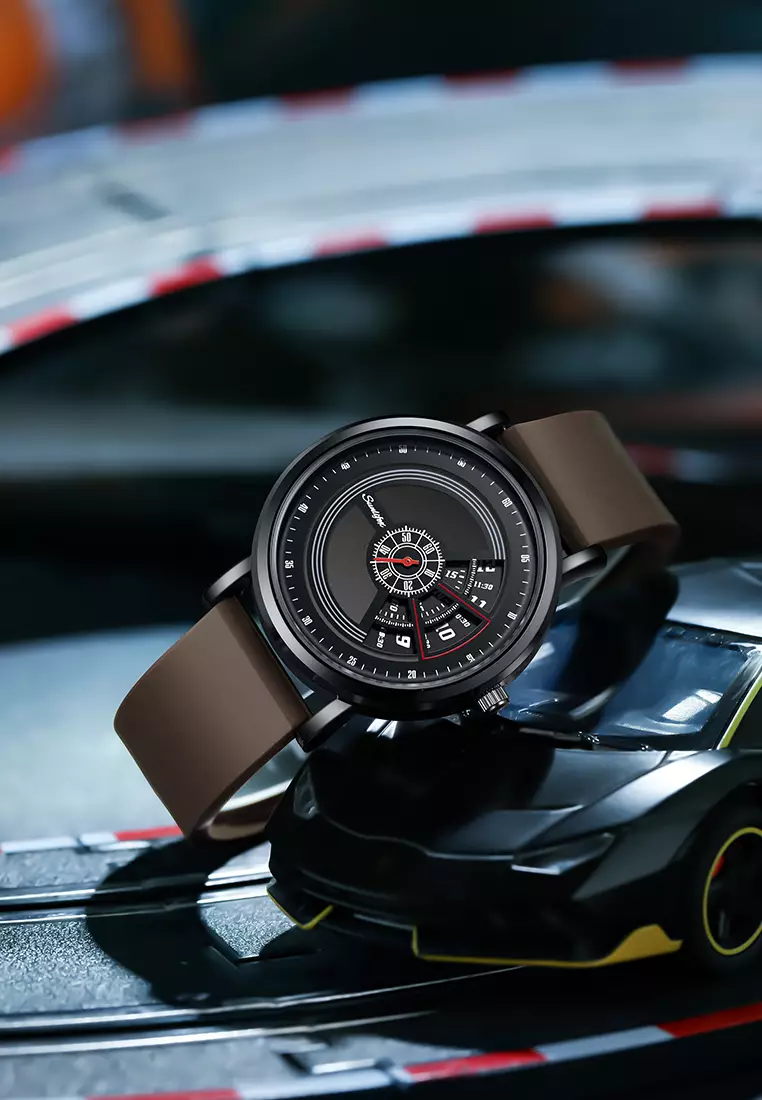 Jam Tangan Pria 3172 Tanggal Kasual Mode Tali Silikon Jam Tangan Cowok Original brown