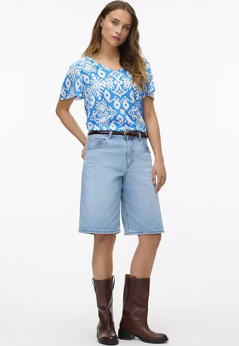 Ethnic Pattern V-Neck Blouse